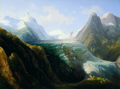Ein Bild des mächtigen Großglockner-Gletschers, Öl